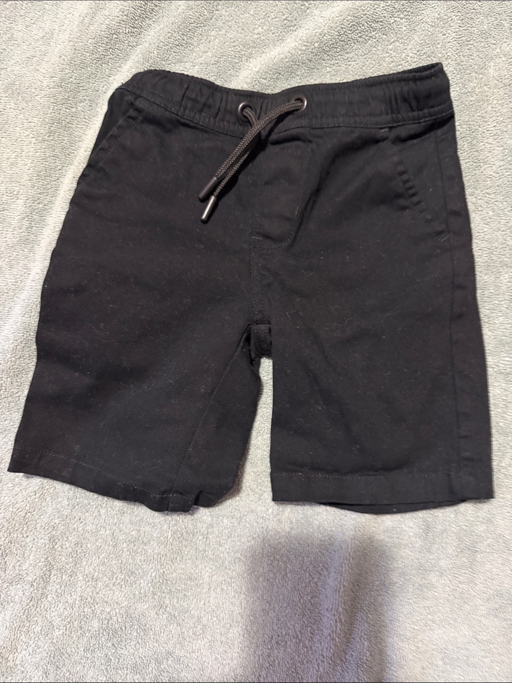 Kids Black Pull-On Shorts with Drawstring